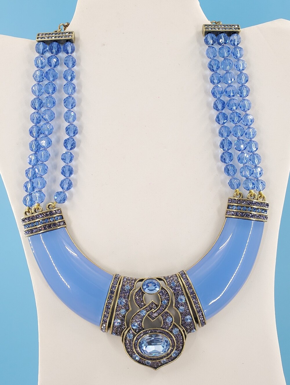 Heidi Daus blue Swarovski crystal and resin necklace